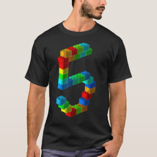 Cute Block Building 5th Birthday Gift 5 Years Old T-Shirt