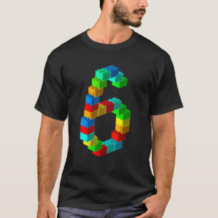 Cute Block Building 6th Birthday 6 Years Old Boys T-Shirt