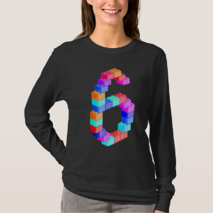 Cute Block Building 6th Birthday Gift 6 Years Old T-Shirt