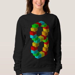 Cute Block Building 8th Birthday Gift 8 Years Old Sweatshirt