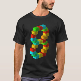 Cute Block Building 8Th Birthday Gift 8 Years Old T-Shirt