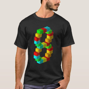 Cute Block Building 8th Birthday Gift 8 Years Old T-Shirt