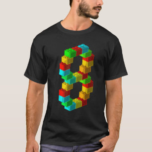 Cute Block Building 8th Birthday Gift 8 Years Old  T-Shirt