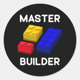 Cute Block Building Kids Toys Brick Builders Classic Round Sticker