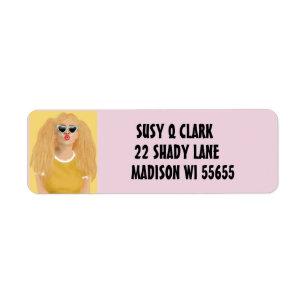 CUTE BLOND POP ART GIRL RETURN ADDRESS LABELS