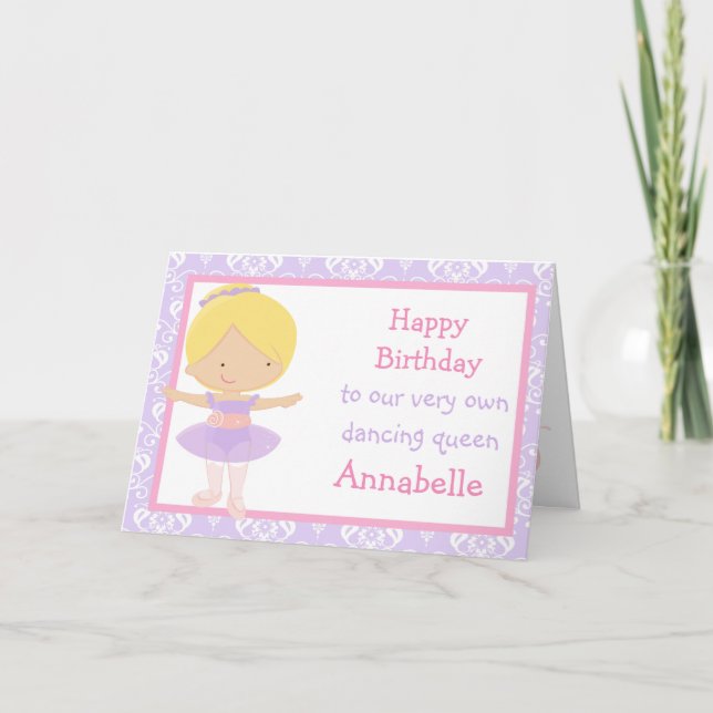 Cute Blonde Ballerina Birthday Card (Front)
