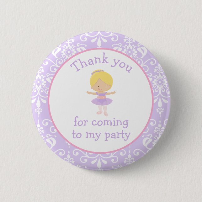 Cute Blonde Ballerina Birthday Party 6 Cm Round Badge (Front)