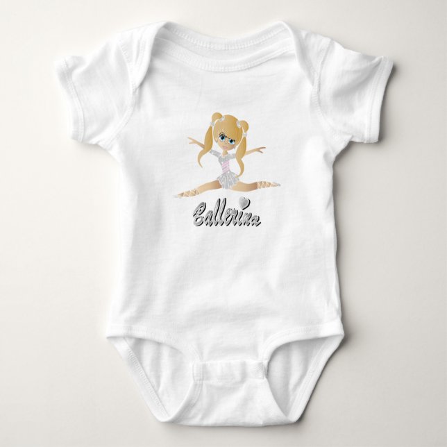Cute Blonde Ballerina Girl Dancer  Baby Bodysuit (Front)