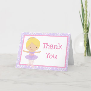 Cute Blonde Ballerina 'Thank You' Thank You Card
