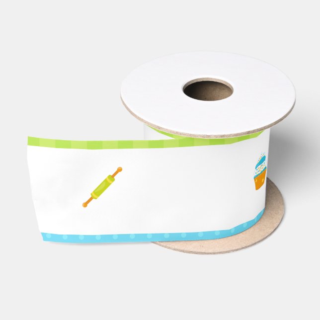 Cute Blonde Boy Baking Satin Ribbon (Spool)