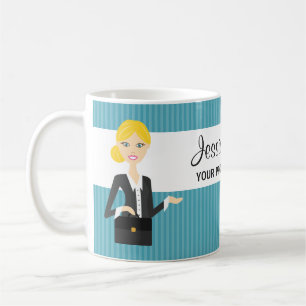 Cute Blonde Business Woman Illustration Coffee Mug