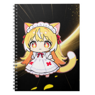 Cute Blonde Chibi Catgirl Midi Dress Notebook