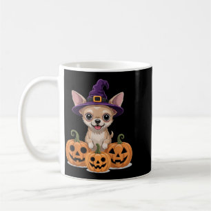 Cute Blonde Chihuahua Witch Hat Halloween Dog Coffee Mug