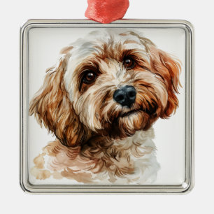 CUTE BLONDE COCKAPOO PUPPY DOG METAL ORNAMENT