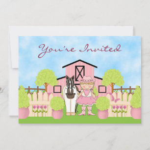 Cute Blonde Cowgirl and Paint Horse Birthday Invit Invitation