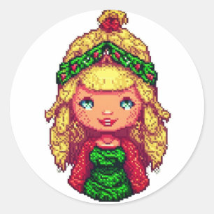 Cute blonde girl classic round sticker