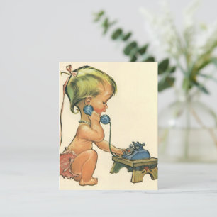 Cute Blonde Girl Talking on Toy Phone Invitation