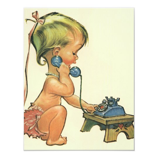 Cute Blonde Girl Talking on Toy Phone Invitation