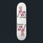 Cute Blonde Girl with Pink Bike and Cat in Flowers Skateboard<br><div class="desc">Cute Blonde Girl with Pink Bike and Cat in Flowers Fun Drawing - Choose / Add Your Unique Text and Colours - Make Your Special Gift - Resize and move or remove and add elements / text with customisation tool ! - Drawing and Design by MIGNED. You can also transfer...</div>