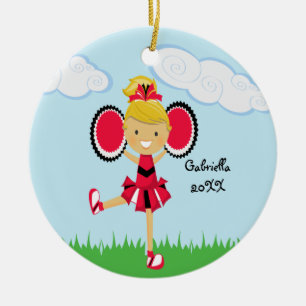 Cute Blonde Haired Cheerleader Christmas Ornament