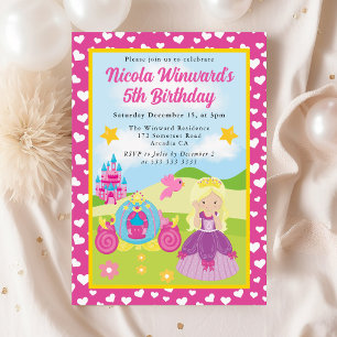 Cute Blonde Haired Princess Kids Birthday Invitation
