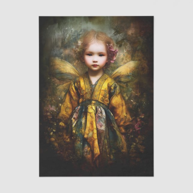 Cute Blonde Magical Child Fairy EG6R Decoupage Tissue Paper (Front)