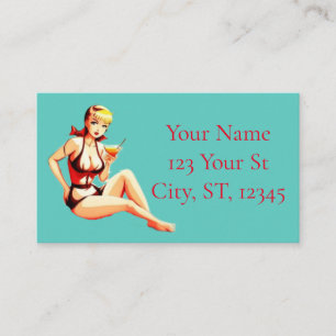 Cute Blonde Martini Bikini Girl Thunder_Cove Business Card