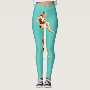 Cute Blonde Martini Bikini Girl Thunder_Cove Leggings