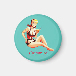 Cute Blonde Martini Bikini Girl Thunder_Cove Magnet