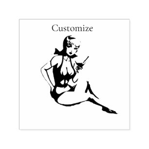 Cute Blonde Martini Bikini Girl Thunder_Cove Self-inking Stamp