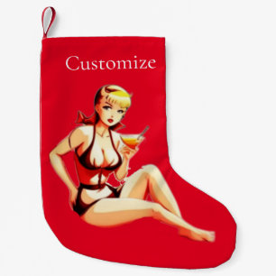 Cute Blonde Martini Bikini Girl Thunder_Cove  Small Christmas Stocking