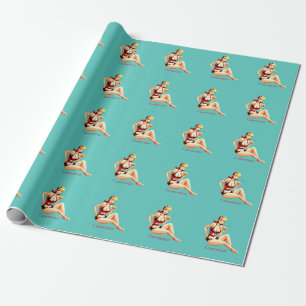 Cute Blonde Martini Bikini Girl Thunder_Cove  Wrapping Paper