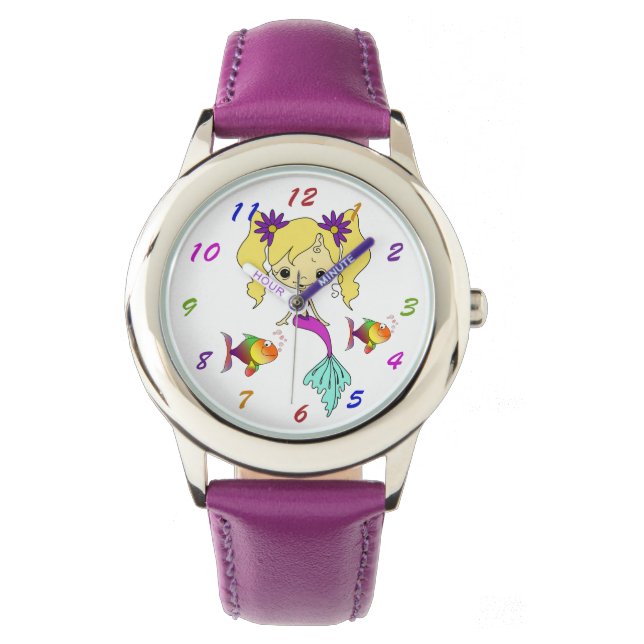 Cute Blonde Mermaid Kids Watch (Front)