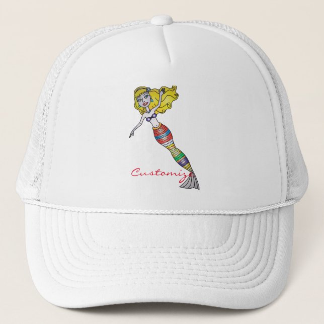 Cute Blonde Mermaid Thunder_Cove Trucker Hat (Front)