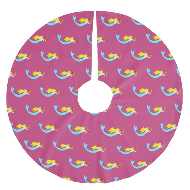 Cute Blonde Mermaid with Star Thunder_Cove Brushed Polyester Tree Skirt (Front)