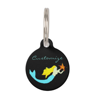 Cute Blonde Mermaid with Star Thunder_Cove Pet Tag
