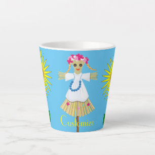 Cute Blonde Pigtails Scarecrow Latte Mug