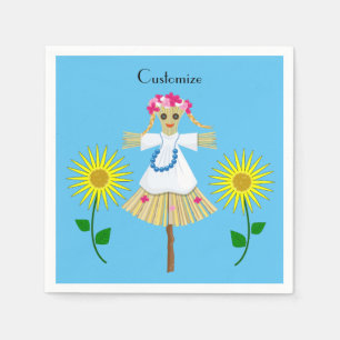 Cute Blonde Pigtails Scarecrow Napkin