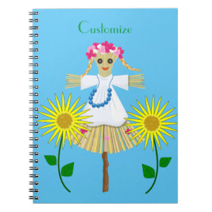 Cute Blonde Pigtails Scarecrow Notebook