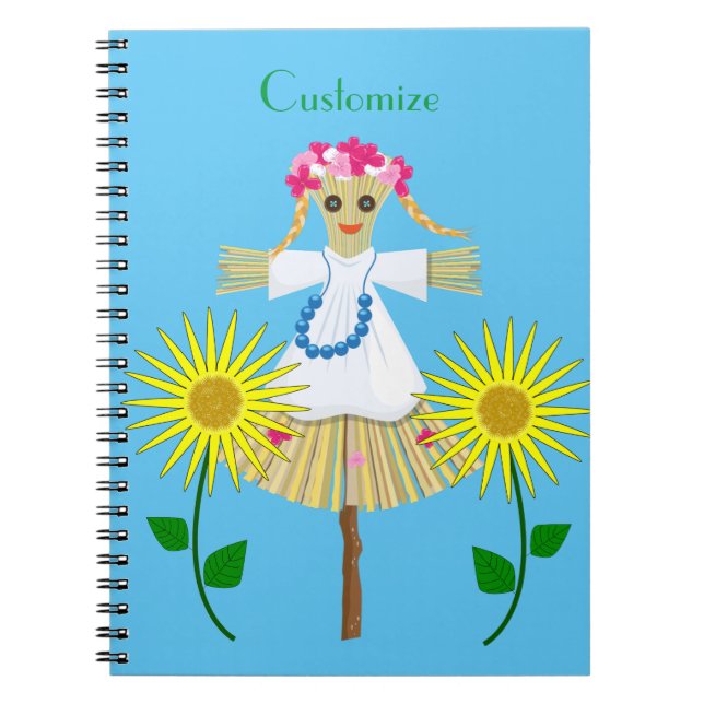 Cute Blonde Pigtails Scarecrow  Notebook (Front)