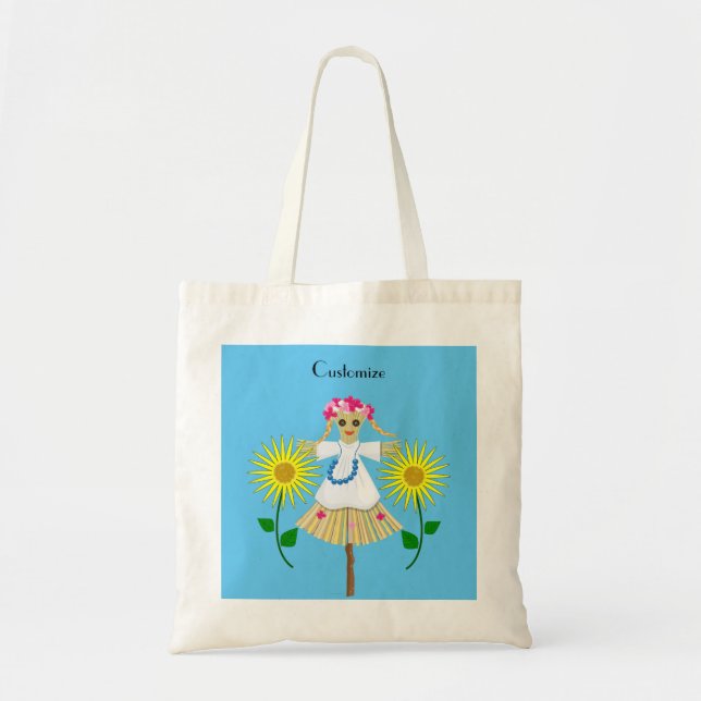 Cute Blonde Pigtails Scarecrow  Tote Bag (Front)