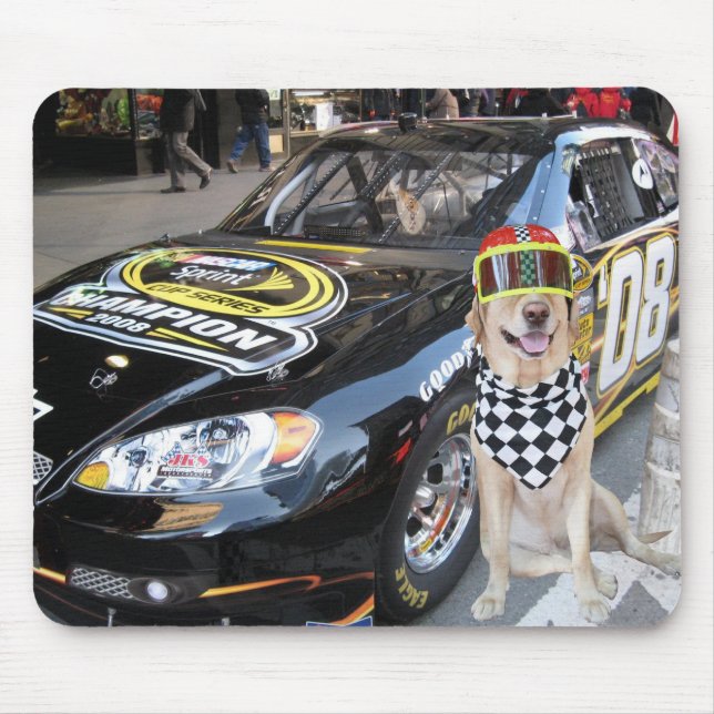 Cute Blonde Posing by Fast Car Mouse Pad (Front)