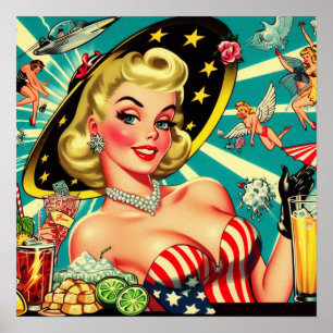 Cute Blonde Vintage Girl Poster