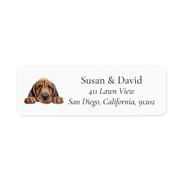 Cute Bloodhound Dog Breed Pet Lovers Return Address Label (Front)