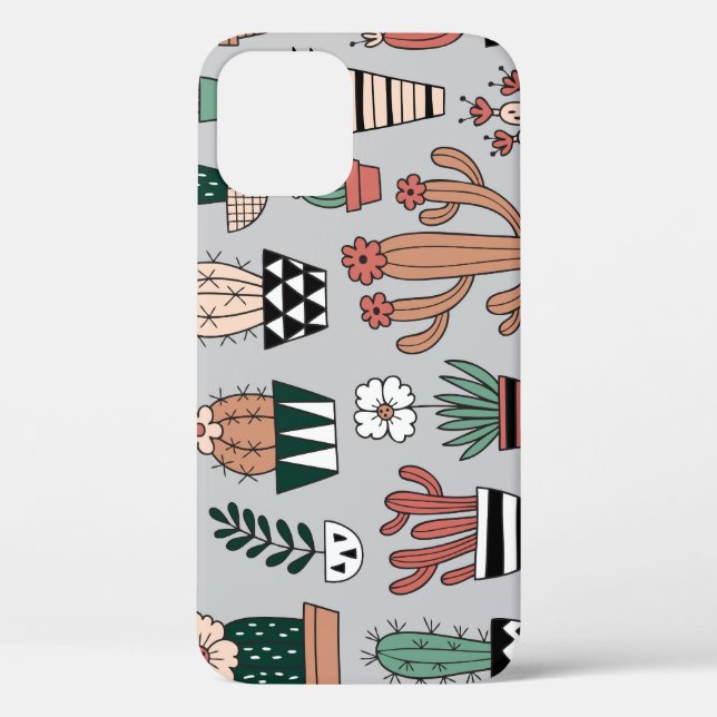 Cute Blooming Cactuses: Hand-Drawn Pattern Case-Mate iPhone Case (Back)