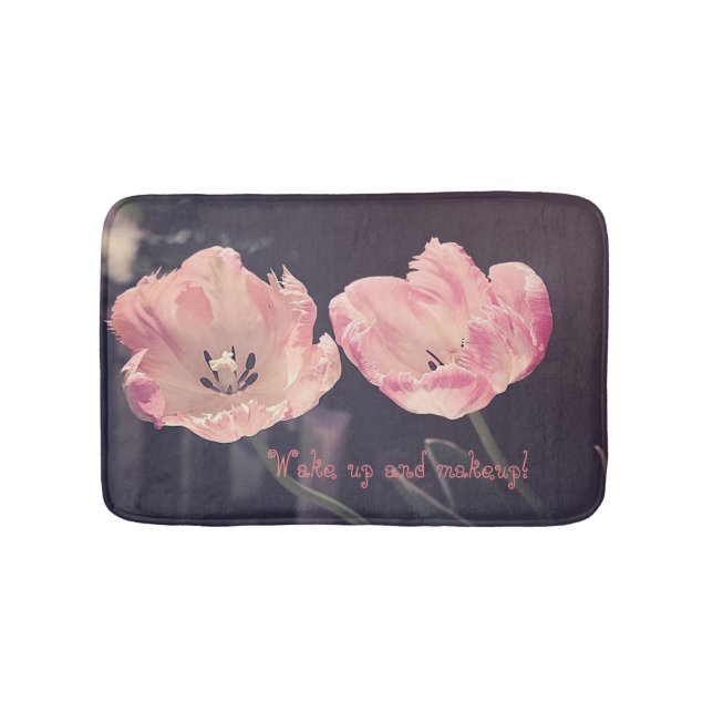 Cute Blooming Tulips -Personalised Bath Mat (Front)