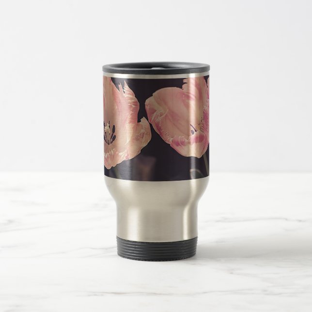 Cute Blooming Tulips -Personalised Travel Mug (Center)