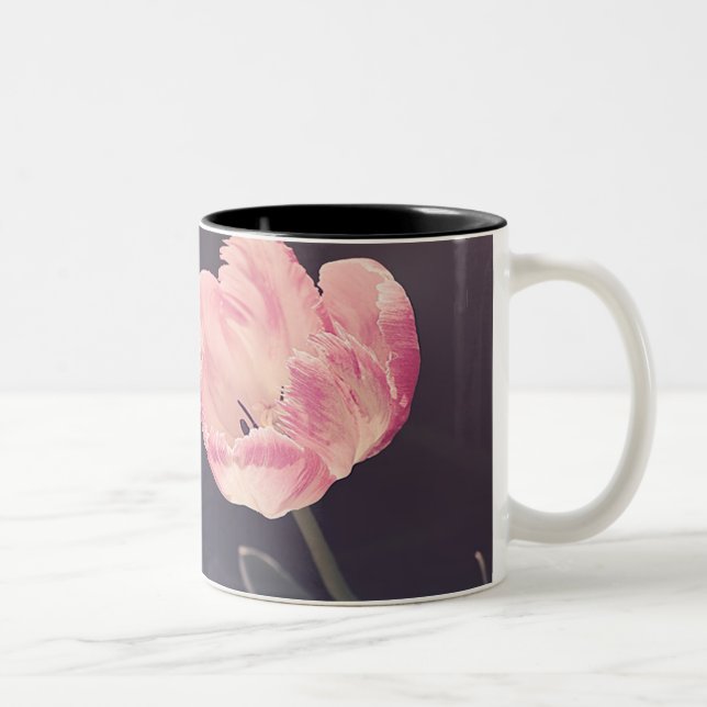 Cute Blooming Tulips -Personalised Two-Tone Coffee Mug (Right)