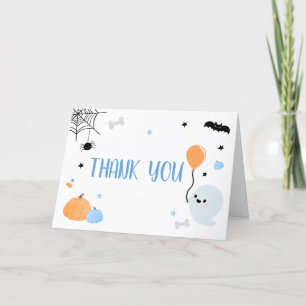 Cute Blue A Little Boo Baby Shower  Thank You Card