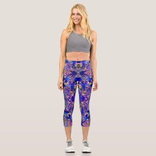 Cute blue abstract elements capri leggings